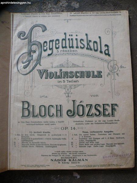 Hegedű iskola 5 részben két nyelven, Bloch József 1911
