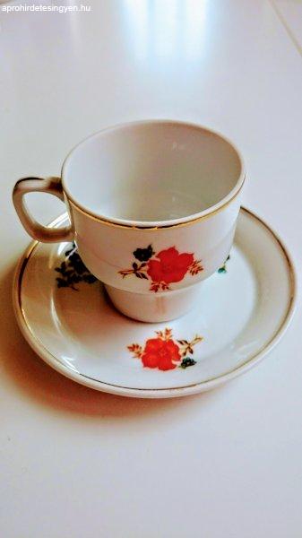 Szép Hollóházi porcelán kávés mokkás készlet  1985-b