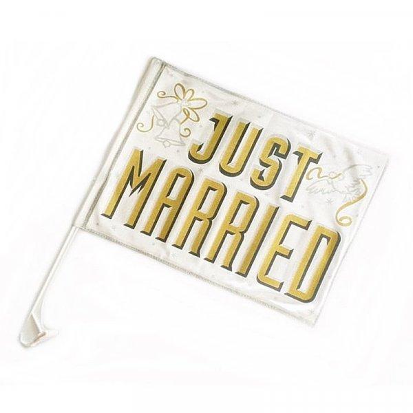 Esküvői zászló arany felírattal ~ JUST MARRIED