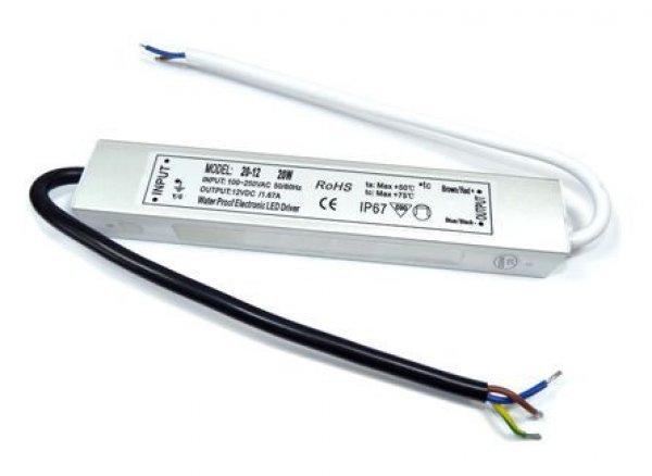 LED tápegység vízálló IP67 trafó 12V 30W 2,5A