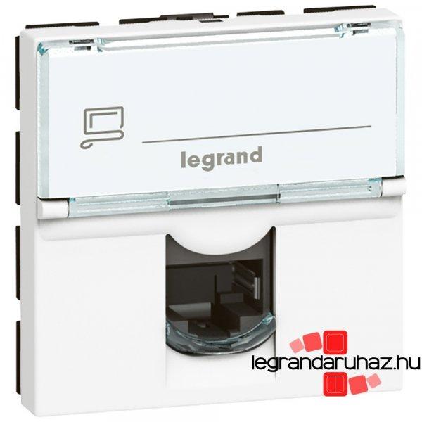 Legrand Program Mosaic RJ 45 informatikai csatlakozóaljzat, 1 x RJ 45
árnyékolatlan (UTP) Cat.6, 2 modul széles, 90°-ban elforgatott,
energiaoszlophoz, fehér, Legrand 076591