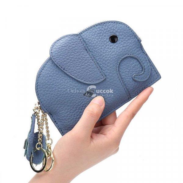 (Több szín) Bőr elefánt pénztárca - Kék