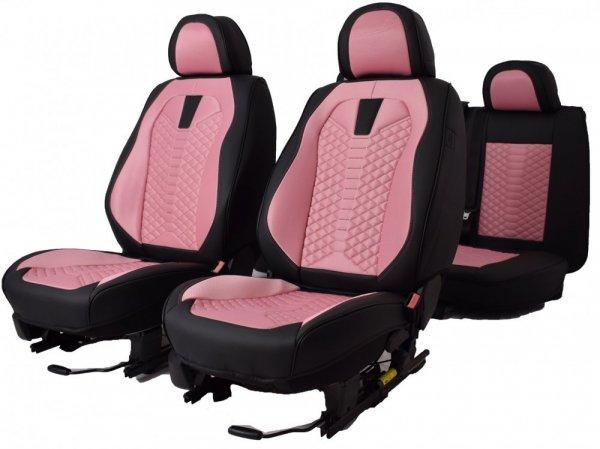 Fiat Punto-2012-Től Vénusz Méretezett Üléshuzat Bőr/Szövet
-Rózsaszín/Fekete- Komplett Garnitúra