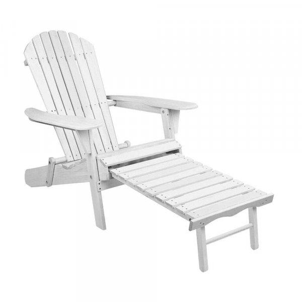 Timeless Tools Kerti fa szék kihúzható lábtartóval-fehér