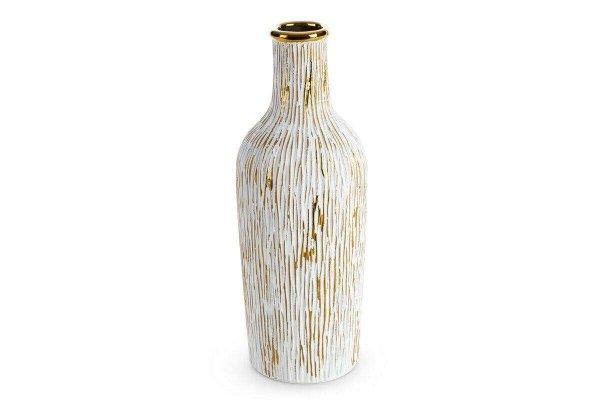 Anisa kerámia váza Fehér/arany 12x12x33 cm