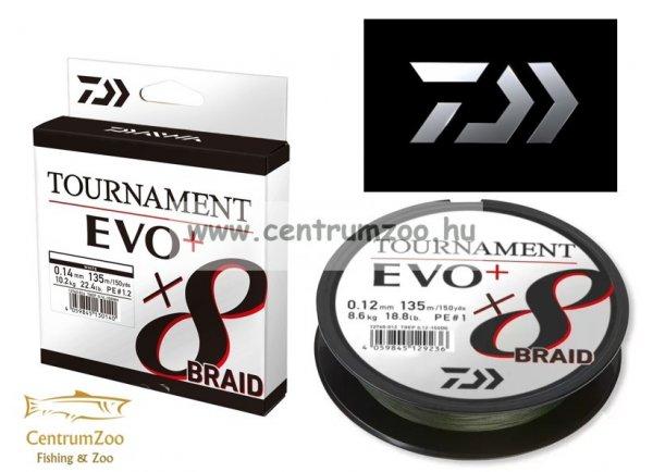Daiwa Tournament X8 Braid Evo+ Dark Green 135m 0,14mm 10,2Kg Fonott Zsinór
(12760-014)