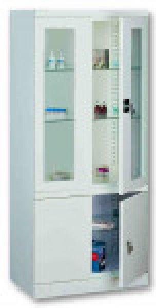 Sml 114 üvegajtós orvosi szekrény/műszerszekrény (80 cm,2x2 ajtós, 2+1
üvegpolc)