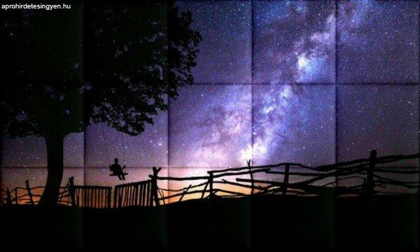 Éjszaka KERMA-69 nyomtatott csillagok fa hinta műbőr falikép