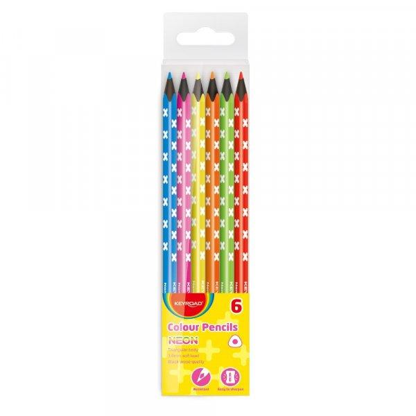 Színes ceruza készlet háromszögletű, fekete belsővel Keyroad Neon 6 klf.
neon szín