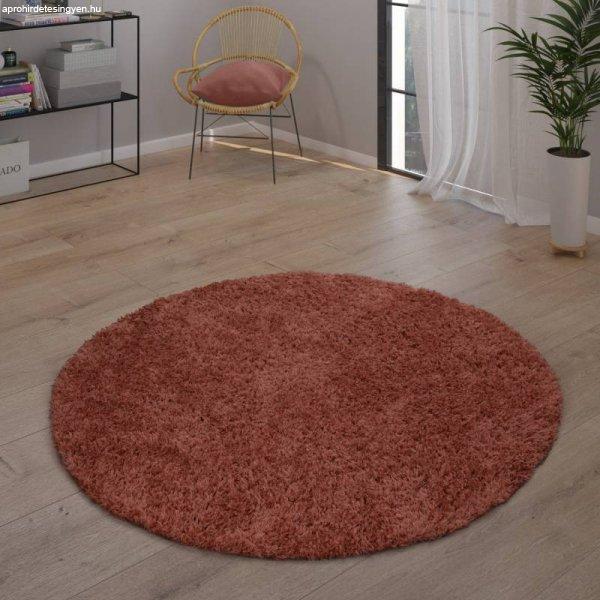 Eden Shaggy szőnyeg egyszínű szőnyeg rozsdabarna 120 cm kerek