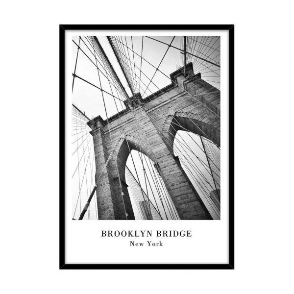 Keretezett falikép, Brooklyn Bridge, 50x70 cm, fekete-fehér - NYC - Butopêa