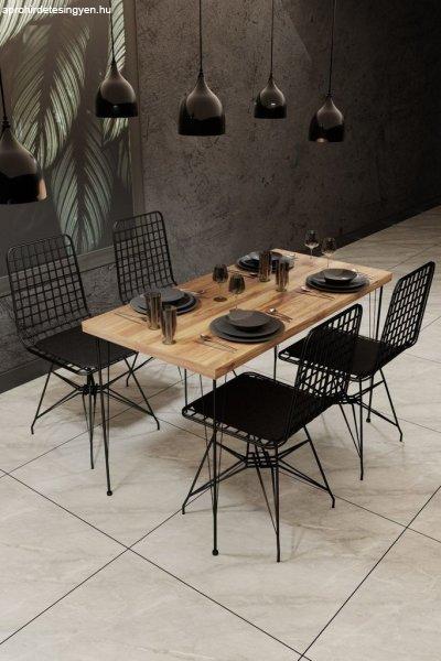 Étkezőasztal, tölgy színű, fekete - ARON - Butopêa