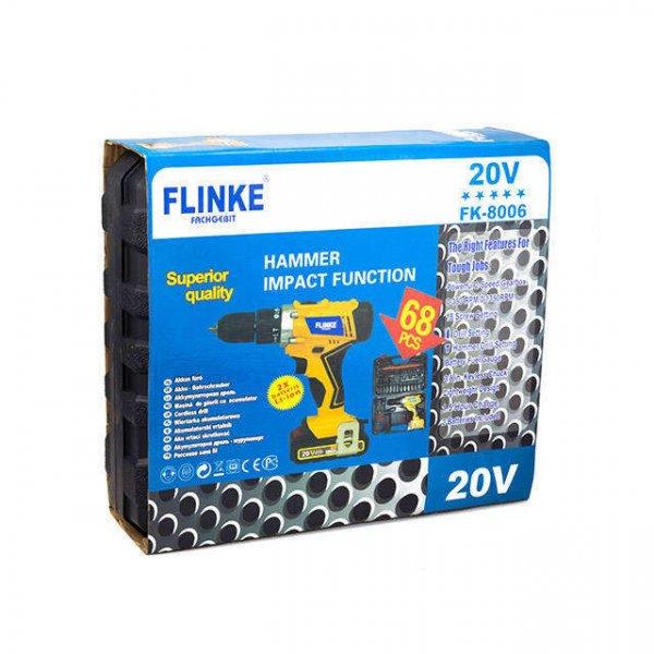 Flinke fk-8006 Hammer Impact akkumulátoros ütvefúró szett 2 db
akkumulátorral 20v-s erősített motorral (FKK-8006) 68 részes fúró
csavarozó szett praktikus kofferban flinke fk8006 akkus ütvefúró