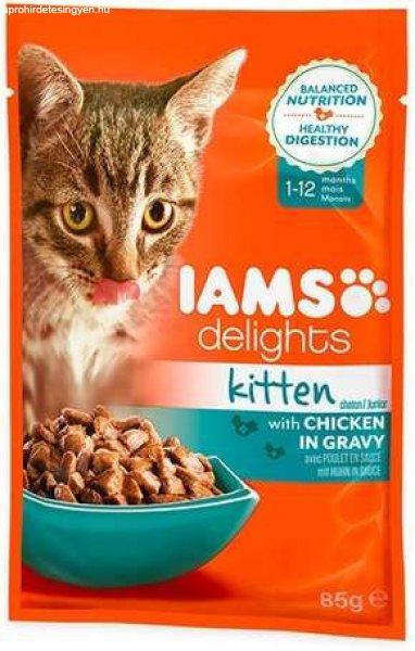 IAMS Cat Delights Kitten – Csirke falatkák ízletes szószban (48 x 85 g)
4080 g