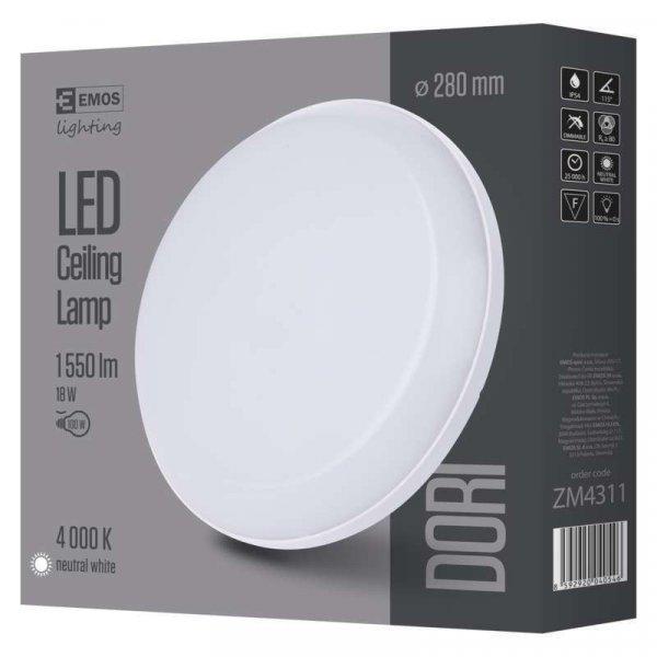 Emos ZM4311 Dori LED Mennyezeti lámpa, KÖR, IP54, 18W, Természetes fehér