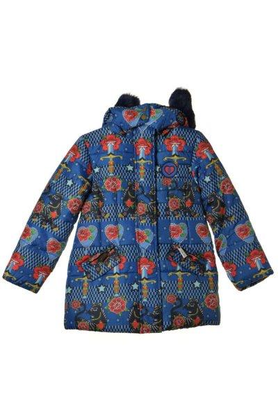 Rosalita kék, mintás lány téli kabát – 104 cm