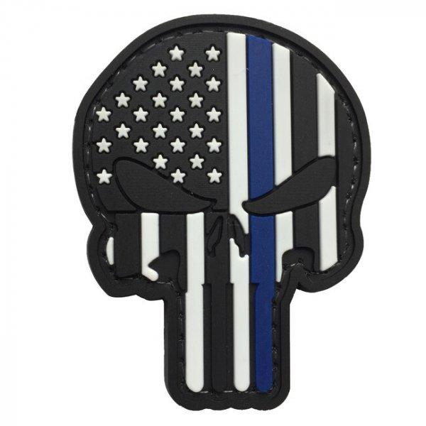 WARAGOD Tapasz 3D US Patriot Punisher blue line 7.5x5cm