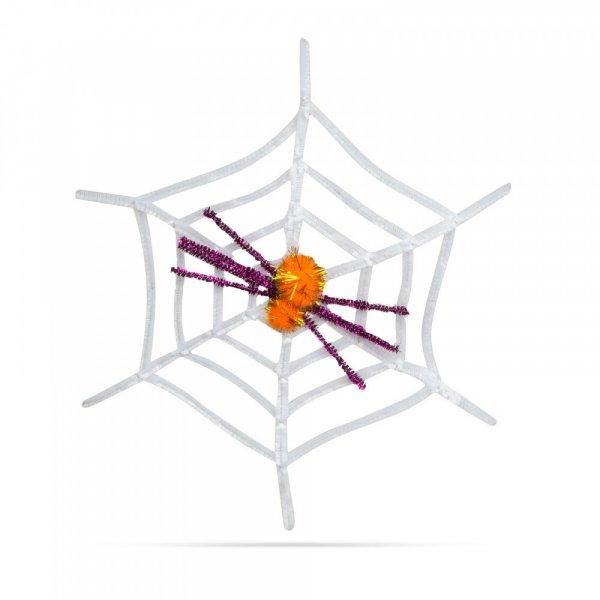 Pókháló pókkal (halloween-i dekoráció, fehér)