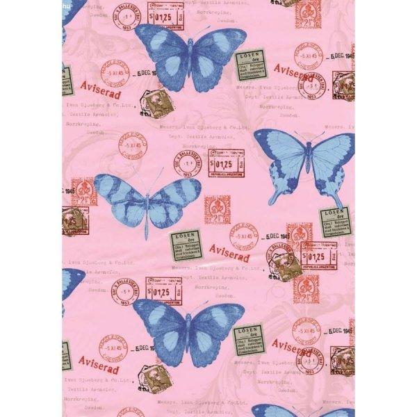 BUTTERFLIES / pillangó kék rózsaszín 45cm x 15m öntapadós tapéta