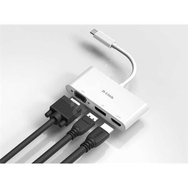 D-Link DUB-V310 3-in-1 USB-C to HDMI/VGA/DisplayPort Adapter dokkoló állomás
és port replikátor