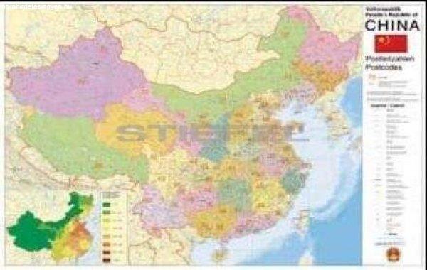 Kína irányítószámos térképe fóliás-fémléces