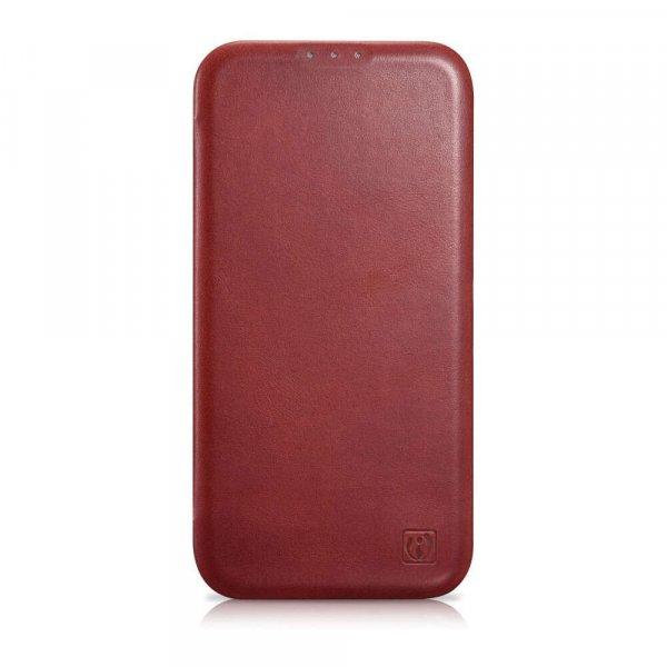 Apple Iphone 14 Pro Max iCarer CE Oil Wax Folio valódi bőr flip Magsafe tok,
Piros