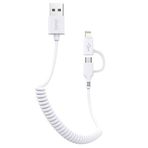 AWEI CL-53 2 in 1 USB - micro USB/Lightning cable 1m White