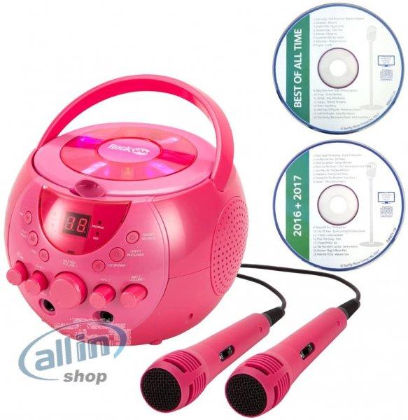 RockJam Karaoke Party Pack 2 CD+G lemezzel - rózsaszín