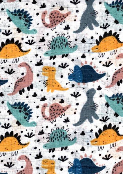 1db-os mintás textil pelenka - színes dinók 