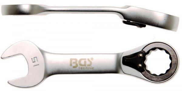BGS-30715 Csillag-villás kulcs racsnis rövid, 15 mm