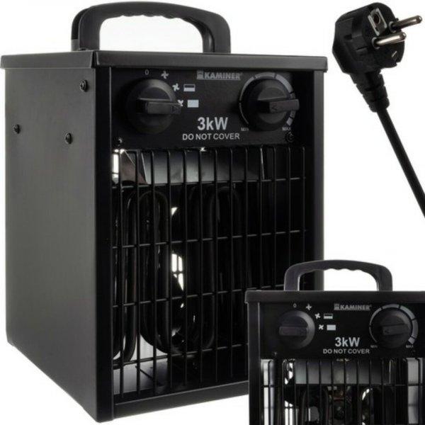 Kaminer Elektromos fűtőventilátor 3000 W, 514m3/h, IPX4, fekete