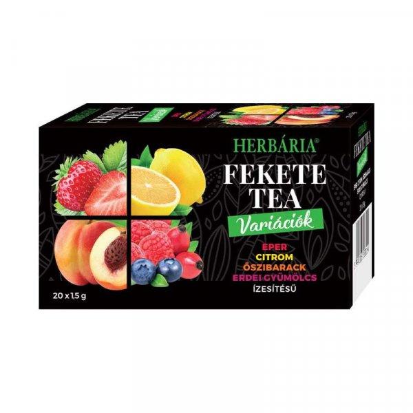 Herbária fekete tea mix fekete tea, erdei gyümölcs, barack, citrom, eper
variáció 20x1,5g 30 g
