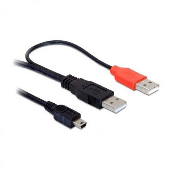 Delock 2db USB-A 2.0 -> USB-B 2.0 mini 5pin M/M adatkábel 1m fekete