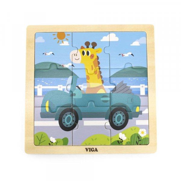 Fa képes kirakó puzzle Viga 9 db Autó