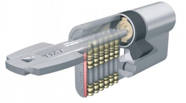 Biztonsági cilinderzárbetét, m. T60 30/35 mm, sárgaréz + 5 kulcs