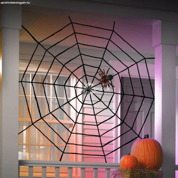 Plüss pókháló - halloween-i dekoráció - 200 cm - fekete