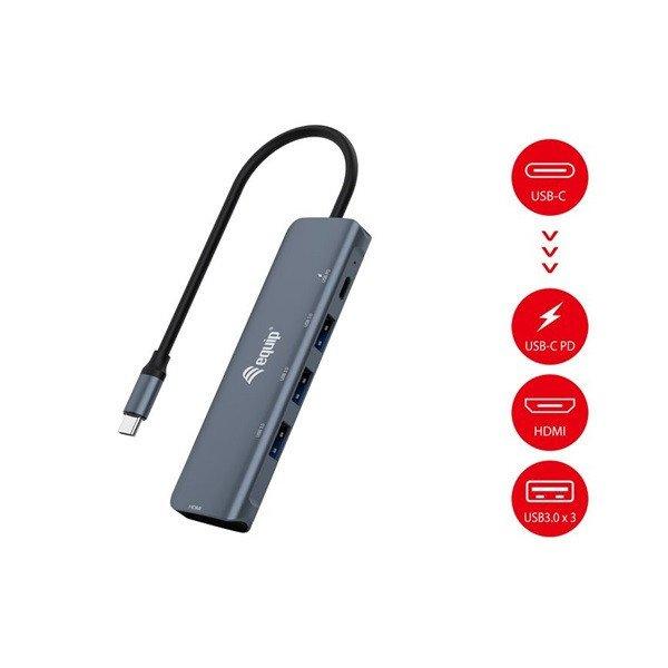 Equip Notebook Dokkoló - 133487 (Bemenet: USB-C, Kimenet: USB-C PD:100W/HDMI/3x
USB3.0)