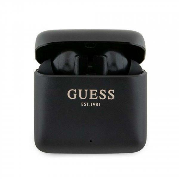 Guess Bluetooth fejhallgató GUTWSSU20ALEGK TWS + dokkoló, fekete/fekete
Nyomtatott logo