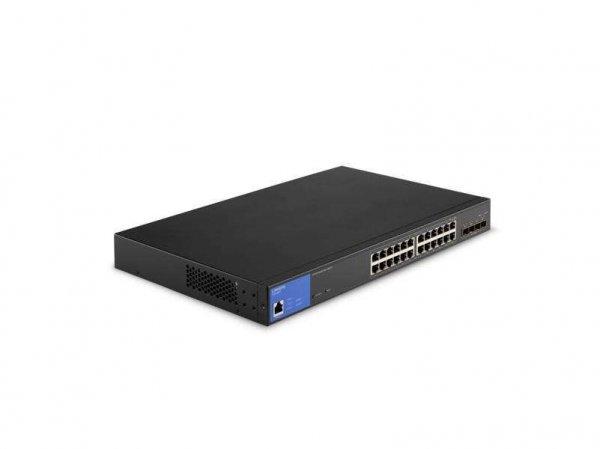 Linksys LGS328MPC 24x GbE PoE+ LAN 4x SFP+ port L3 menedzselhető PoE+ switch