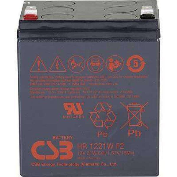 CSB Battery HR 1221W high-rate HR1221WF2 Ólomakku 12 V 5 Ah Ólom-vlies (AGM)
(Sz x Ma x Mé) 90 x 106 x 70 mm 6,35 mm-es laposérintkezős dugó
