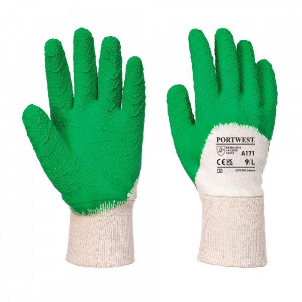 Portwest Latex mártott kesztyű nyitott kézháttal (zöld XL)