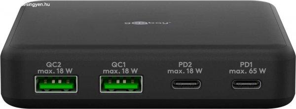 Goobay 61772 2x USB-C/2x USB-A Hálózati töltő - Fekete (65W)