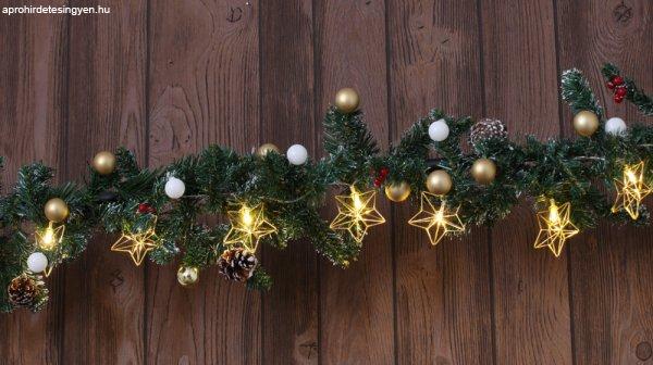 Karácsonyi LED fényfüzér dekoráció, fém csillag, elemes, 6+18h, 10LED,
3000K, 2xAA