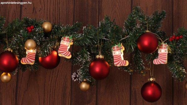 Karácsonyi LED fényfüzér dekoráció, zokni, elemes, 6+18h, 10LED, 3000K,
2xAA