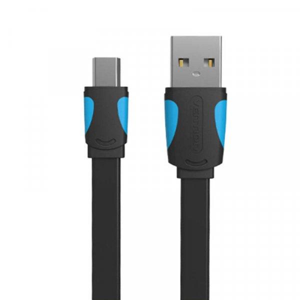 Lapos USB-A 2.0 – Mini USB 5 tűs kábel Szellőzőnyílás VAS-A14-B050 0,5 m
(fekete)