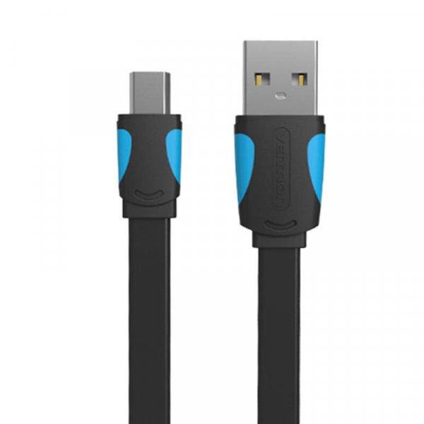 Lapos USB-A 2.0 – Mini USB 5 tűs kábel Szellőzőnyílás VAS-A14-B100 1 m
(fekete)