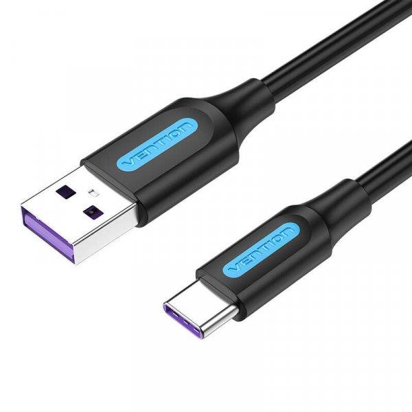 Vention CORBI USB 2.0 – USB-C kábel (5 A, 3 m, fekete)