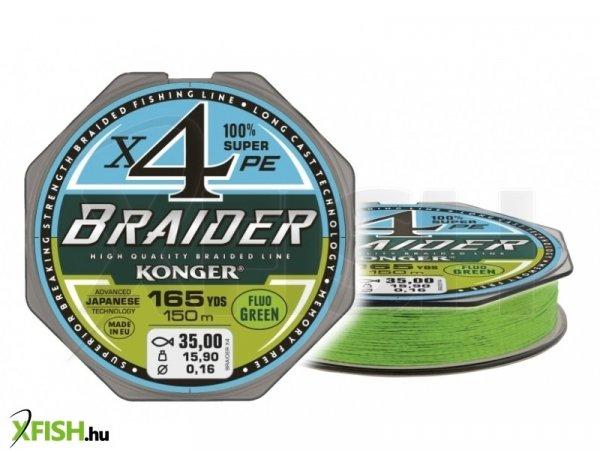 Konger Braider X4 Lime Green Fonott Zsinór 150m 0,04mm 3,45Kg