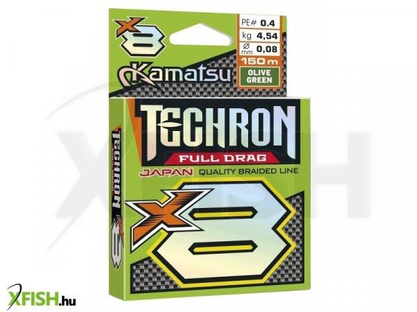 Kamatsu Braided Line Techron Full Drag X8 Olive Green Fonott Pergető Zsinór
150m 0,08mm 4,54Kg