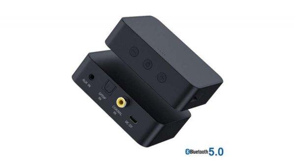T6 Bluetooth 5.0 audio adó adapter, Optikai; Koaxiális, 3,5mm AUX és TF
kártya bemenettel